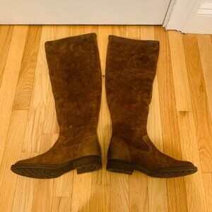 BORN WOMEN'S BORMAN BOOTS ROUND TOE Nubuck Brown Knee-High Riding Boots NEW
